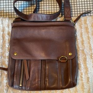 Fossil Brown Leather Crossbody Bag